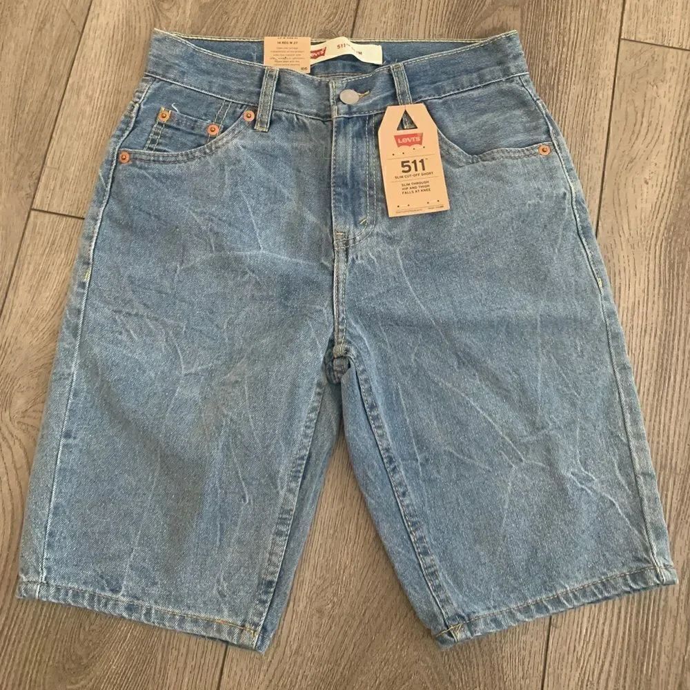 Levis 511 for boys slim cut off shorts slim through hip and thigh falls at
